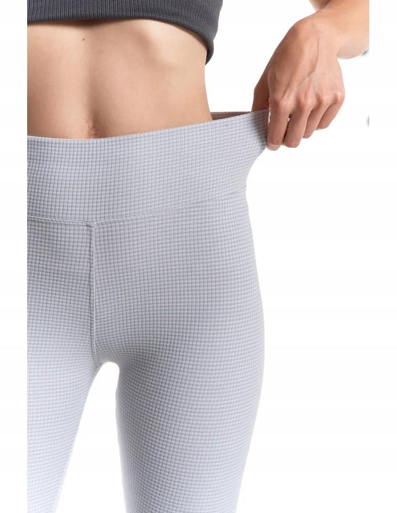 Women's High Waist Ribbed Leggings Fashionable Sporty MORAJ L/XL GREY