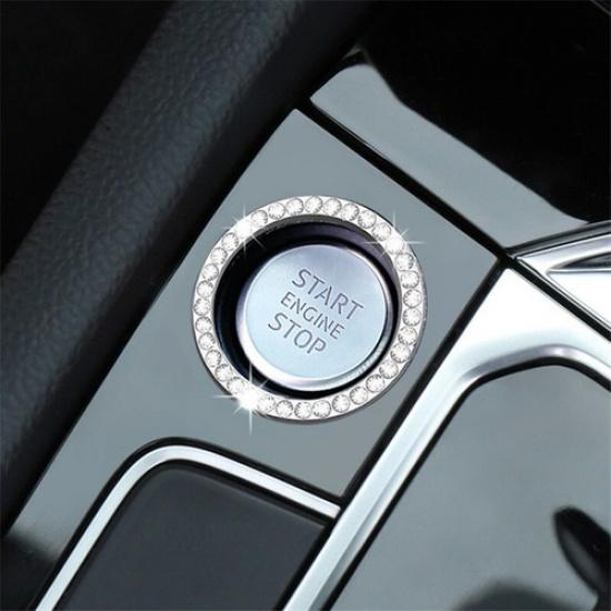 Bling Diamond Car Start Engine Ignition Button Decor Ring Cover Crystal Sticker