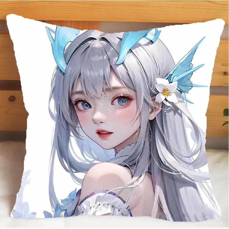 Arena of Valor Honor of Kings Xi Shi Polštář a Povlak na polštář Potah na polštářek Oboustranný tisk Plyšové Dekorační polštáře 40x40cm