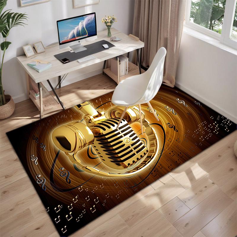 1Pc Musical elements Printed circular carpet, home door mat, outdoor travel protection carpet A10
