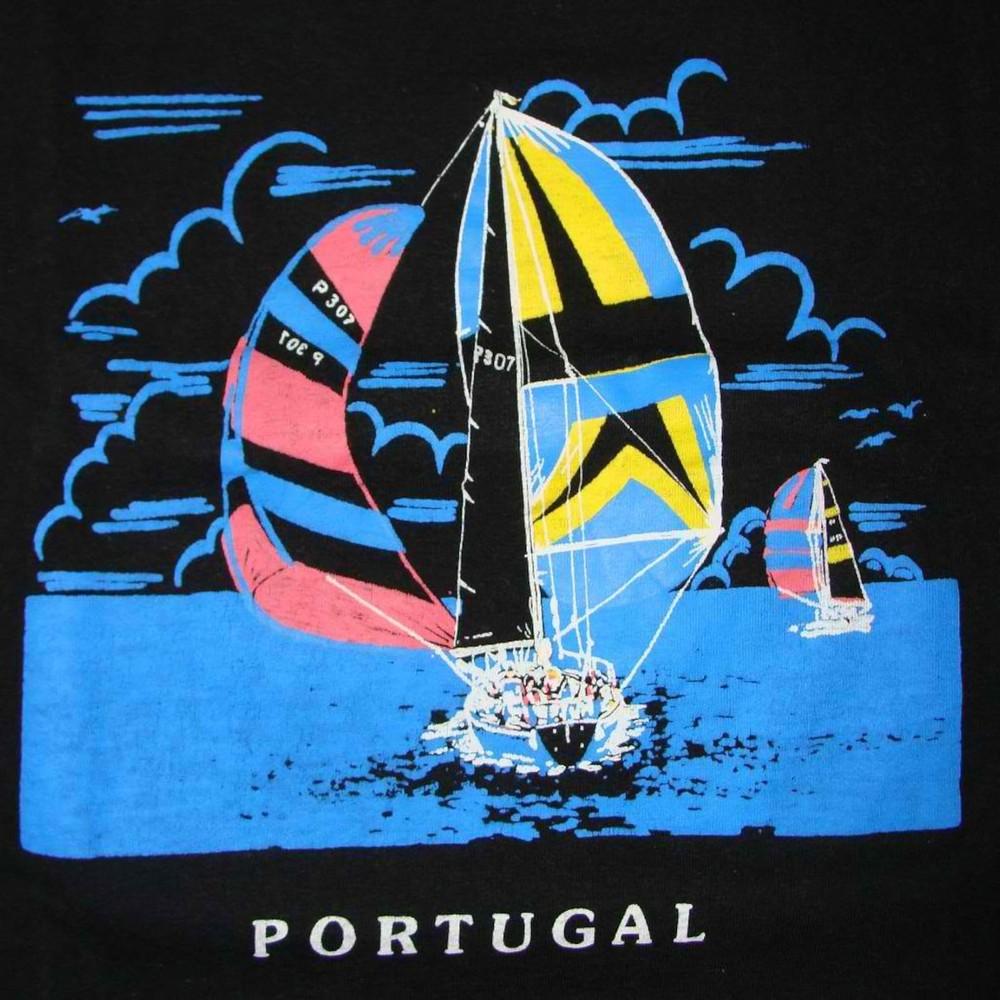 

Vintage 80s PORTUGAL SAILING Sailboat Black T shirt Unisex T-Shirt XXXXL