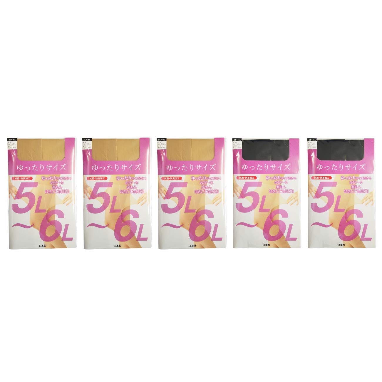 

Комплект колготок-поддержки Revual свободного кроя Солнечный коричневый x 3 Черный x 2 [Mochihada] [Набор 5] (Тип Зокки) 5 пар 5л-6л