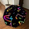 1PC music notesAutomatic Open/Close Umbrella with Windproof, 8-Rib Sturdy Canopy, Durable Ribs, Fashionable Design, Outdoor Accessory, Fun Prin, Holid