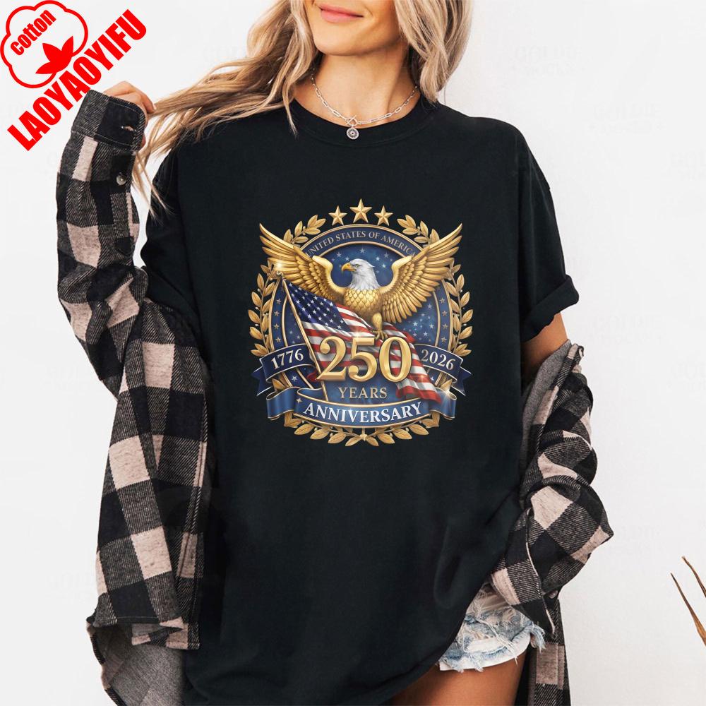 USA 250th Anniversary 17762026 America 250 Emblem Semiquincentennial 4th of July Tops 2026 Patriotic Eagle Unisex Women Tees