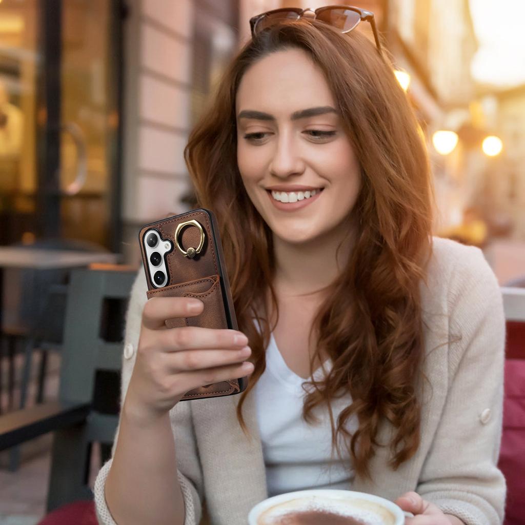 for Samsung Galaxy S24 series.for Samsung Galaxy S24, S24+, S24 Ultra Ring Bracket Card Holder Slots Cover Phone Case