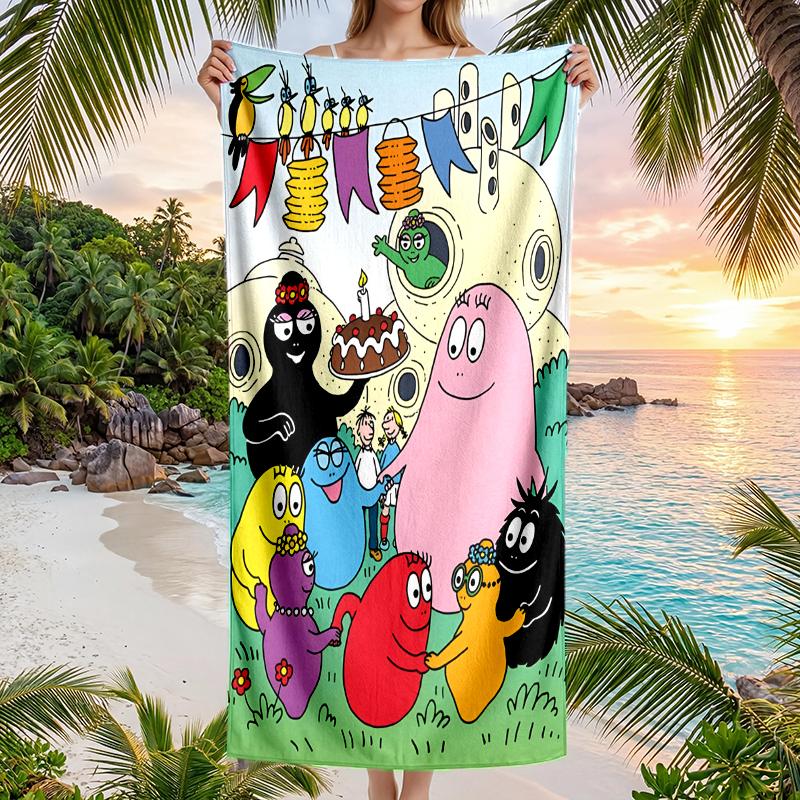 Barbapapa Fashion Beach Towel: Ideal for Summer Adventures Soft, absorbent and quick drying suitable for swimming and bathing