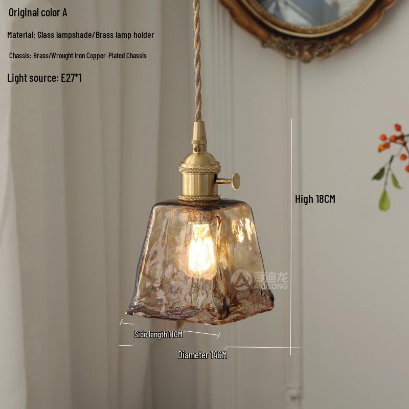 Nordic Retro Brass Glass Pendant Light - Ideal for Bar, Restaurant, Bedside, or Cafe.
