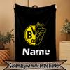 Custom Name Personalized Borussia Dortmund Print Blanket, Home Decor, Bedroom, Sofa, Camping, Couch, Gifts for Birthday Christmas