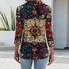 Women's Fashion Casual Lapel Short 3/4 Sleeve Print Shirt Women's Button Up Tops