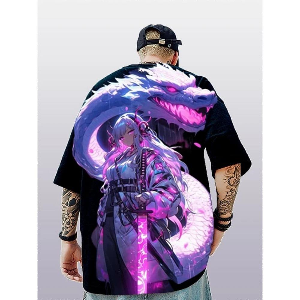 Anime girl character 3D printed pattern T-shirt 2XS