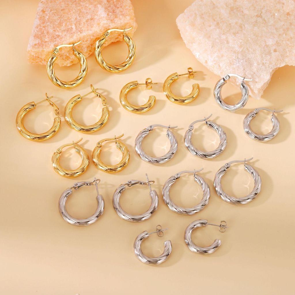 2025 Trendy Large Titanium Steel Hoop Earrings for Women - Exaggerated, High-End, Colorfast Design