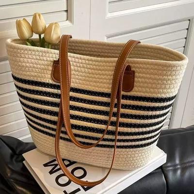 Straw Bag Women's Large-capacity New Summer Versatile Shoulder Tote Bag Seaside Vacation Beach Woven Bag
