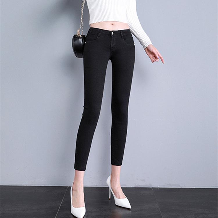 

Женские джинсы скинни с низкой посадкой на флисовой подкладке: Эластичные, облегающие укороченные брюки-карандаш 27 (90-100 jin) 2 chi