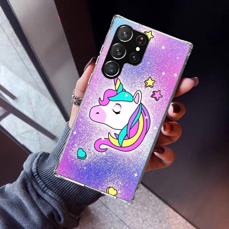 Pink Unicorn Rainbow Phone Case For Samsung Galaxy S23 S24 S25 Edge S26 Ultra S22 + S21 Plus S20 FE Cover Silicone Print Shell G