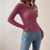 Women Elegant All-Season Ribbed Knit Sweater – Comfortable Crew Neck with Chic Cut-Out Detail, High-Stretch Polyester