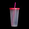 710ml Black White Straw Cup With Lid Color Change Coffee Cup Reusable Cups Plastic Tumbler Matte Finish Coffee Mug DROPSHIPPING