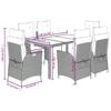 VidaXL Ensemble à Manger de Jardin avec Coussins 7 pcs, Table et Chaises avec Dossier Réglable, Meubles d'Extérieur, 3213329