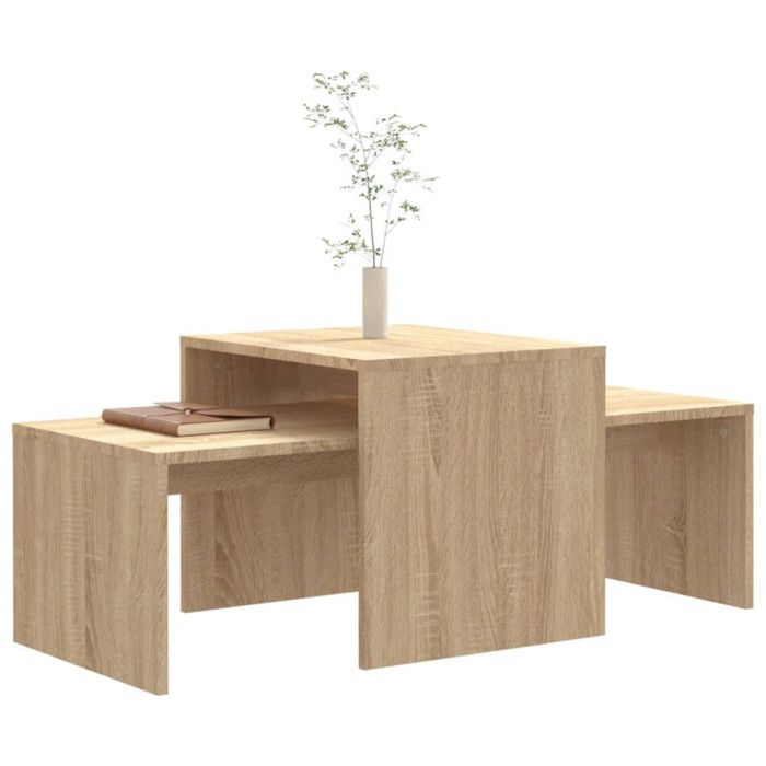 VidaXL Ensemble de tables basses Chêne sonoma 100x48x40 cm Aggloméré