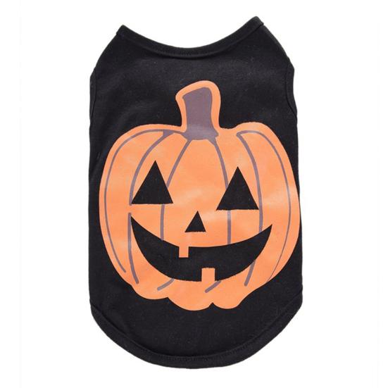 

Одежда для домашних животных с рисунком тыквы, удобная для кожи рубашка с рукавами, короткая нарядная одежда для собак, привидение XS чёрный