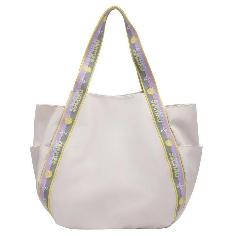 

Однотонная сумка Ins Tote Bag большой емкости, цветной контрастный дорожный досуг, нейлоновая сумка через плечо, новая