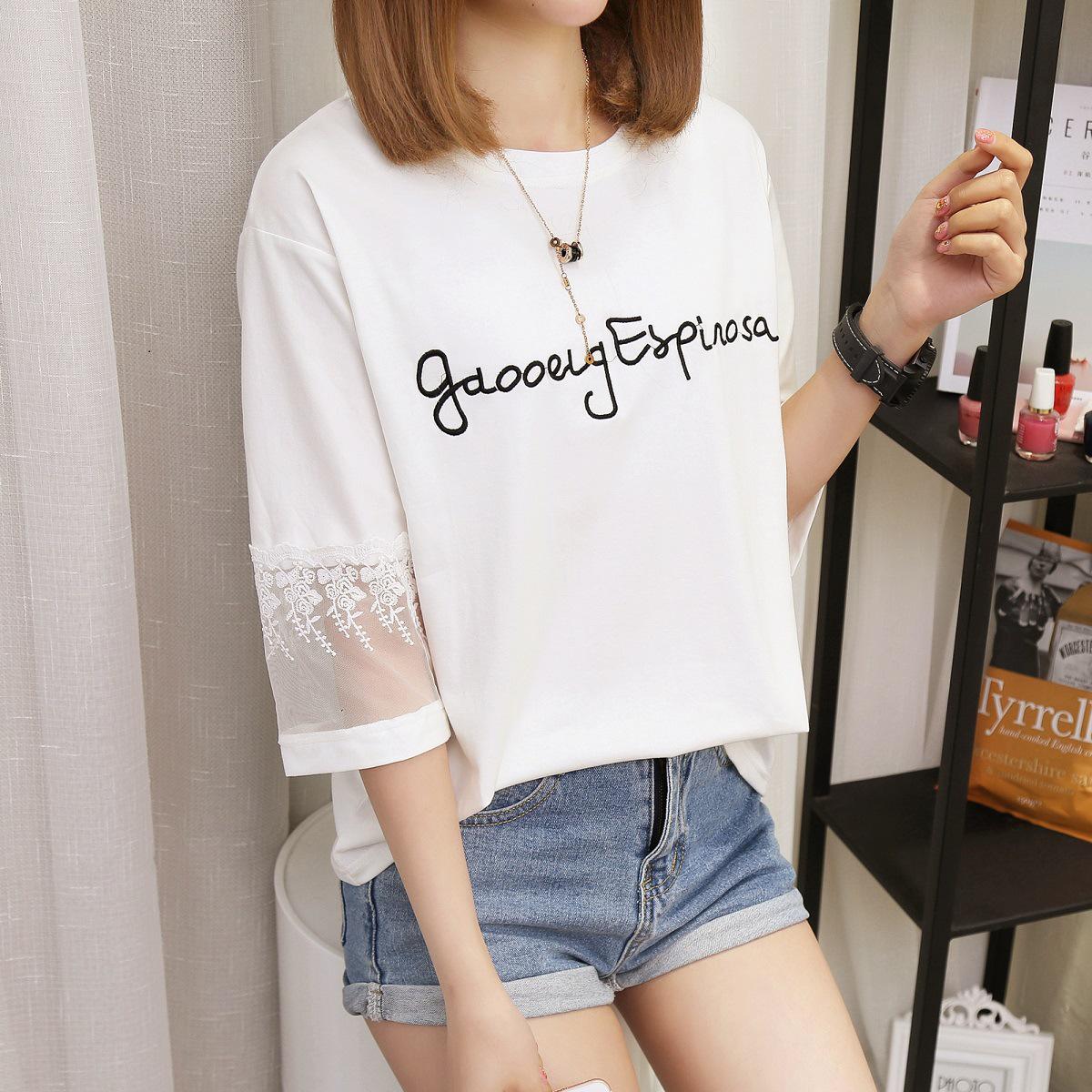 

Medium and long short-sleeved t-shirt women s 2025 new trendy loose top summer crew neck bottoming shirt M