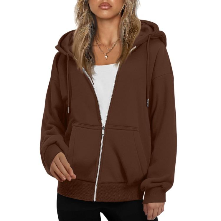 Fashion Womens Zipper Hooded Cardigan Sweatshirt Casual Loose Fleece Jacket