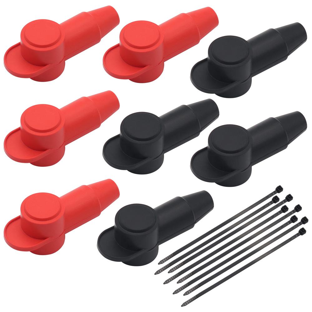 8Pcs Silicone Battery Terminal Post Stud Boot Cover Protector with Fastener Ties