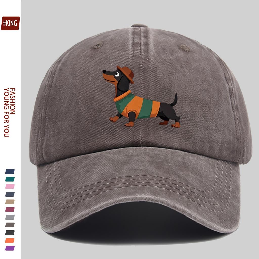 Dachshund Dog Wearing Hat Casual Baseball Cap Cotton Adjustable Unisex Print Outdoor Cap