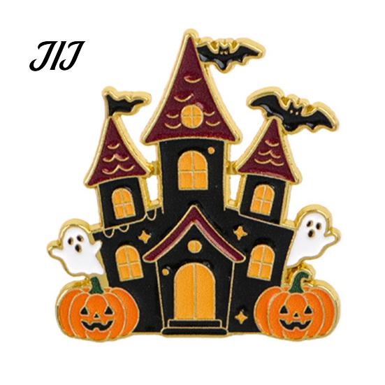 Alloy Decorative Brooches Halloween Enamel Brooch Pin, Cartoon Ghost Witch Hat Black Cat Spider Badge for Jackets Backpacks Hats Scarves Zinc