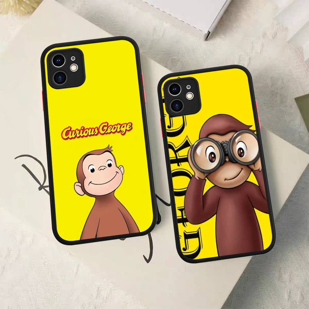Lovely Curious G-George Monkey Phone Case For IPhone 16 15 14 Plus 15 13 12 11 Pro Max X XS MAX Matte Cover