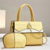 2pcs/set Women's Bags PU Leather Tote with Small Wallet Handbag Purse Patchwork Shoulder Bag Large Capacity Totes Sac A Main