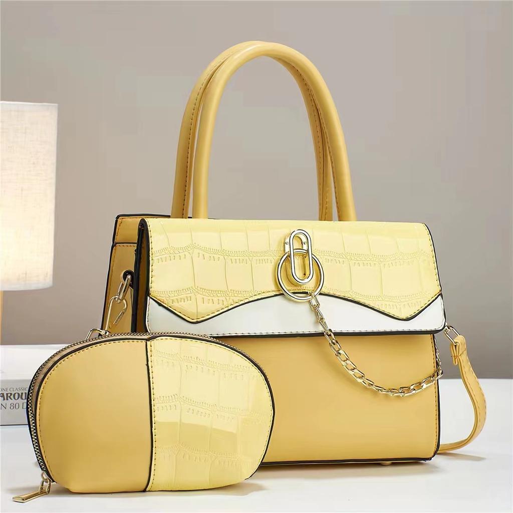2pcs/set Women's Bags PU Leather Tote with Small Wallet Handbag Purse Patchwork Shoulder Bag Large Capacity Totes Sac A Main