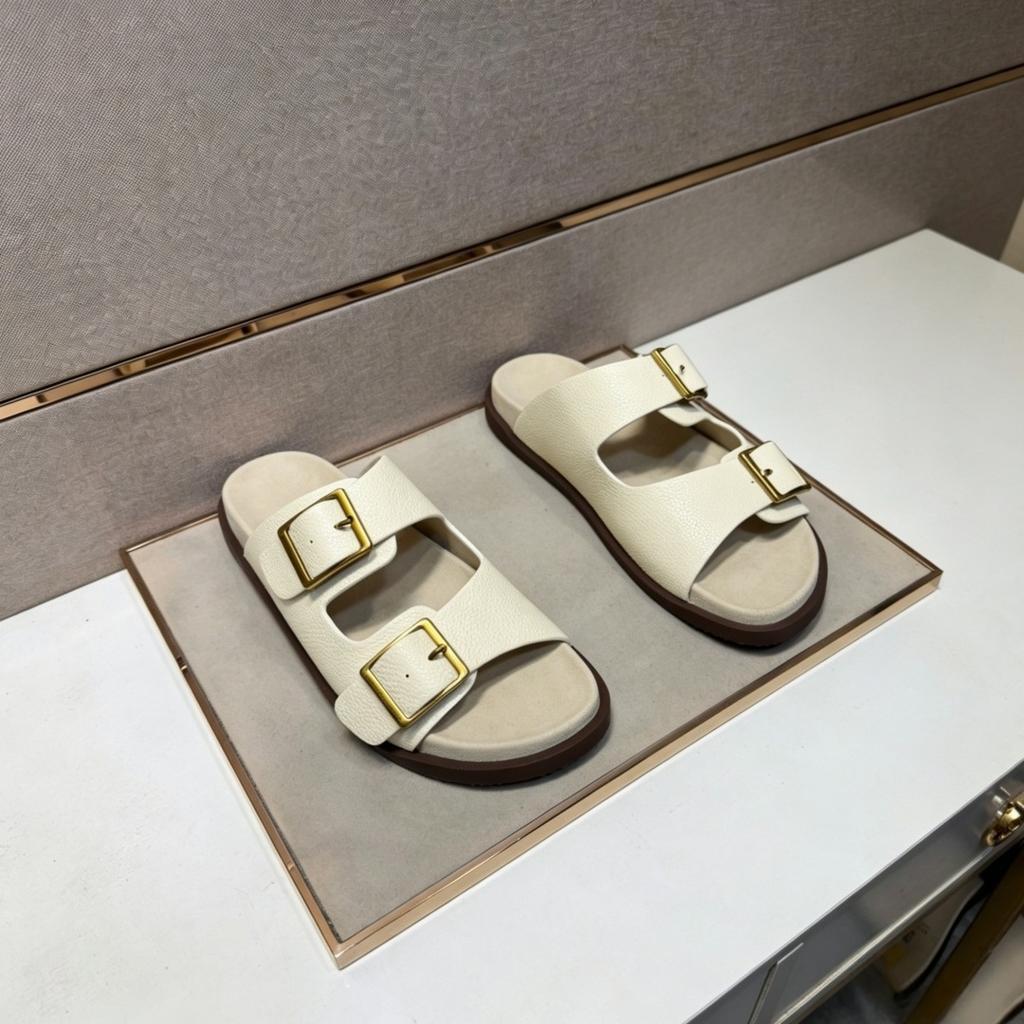 Regalos Navideños Chanclas de Playa Sandalias de Cuero Hechas a Mano Pantuflas de Moda Marca de Lujo Zapatos para Hombre Cuero con Grano de Lichi Suela Antideslizante