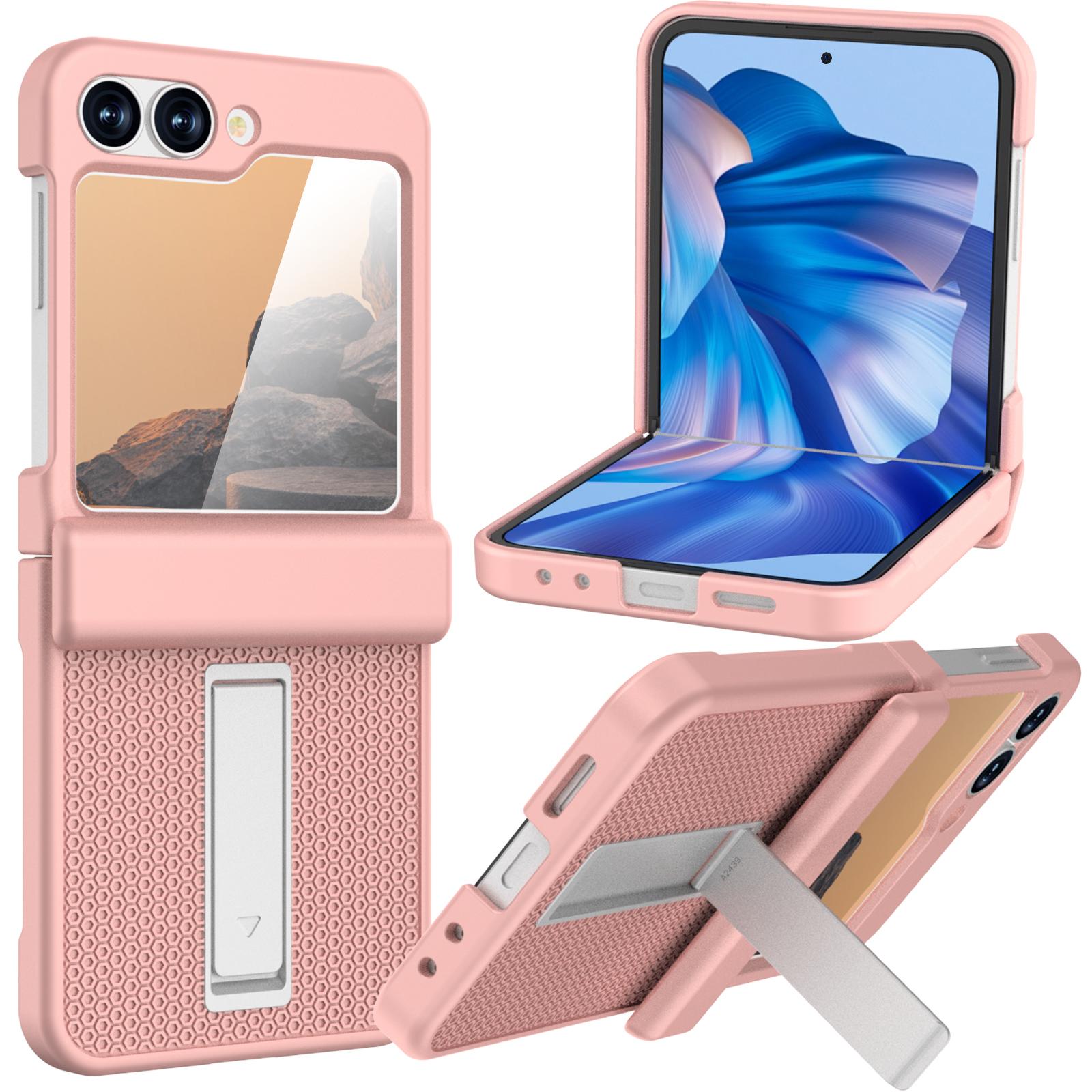 

GW182 For Samsung Galaxy Z Flip7 FE 5G/Flip6 5G Kickstand Case Solid Color Hard PC Phone Back Cover Pink
