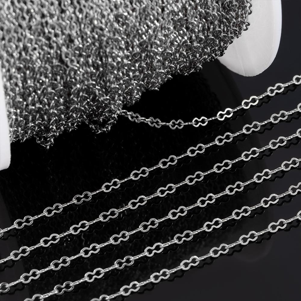 1Meter Stainless Steel Double Loop Link Chain Round 8 Shape 2mm Necklace Chain DIY Handmade Bracelet Material Jewelry Findings