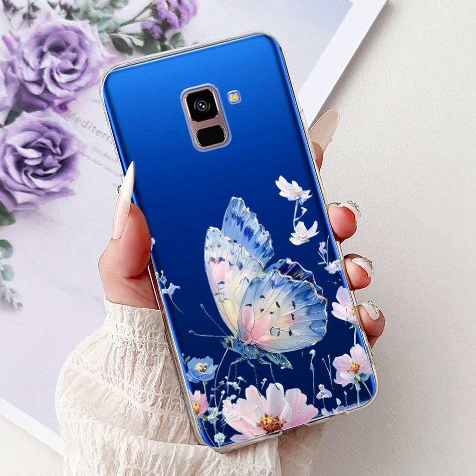 Phone Case For Samsung Galaxy A8+ (2018) SM-A730F / A8 (2018) SM-A530F Elegant Floral Butterfly Soft Silicone TPU Cases