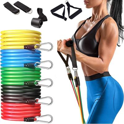 11 pezzi set di fasce di resistenza yoga, elastico in gomma, espansore per tubi, palestra, fitness, allenamento, forza, trazioni, corde
