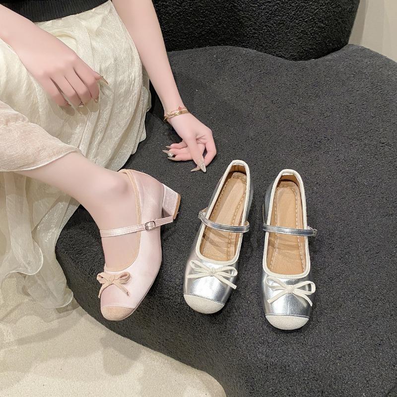 Beautiful Single Shoes Women's Cheongsam Shoes Thick Heel Mary Jane High Heels Small Inner Height Increase Women's Shoes