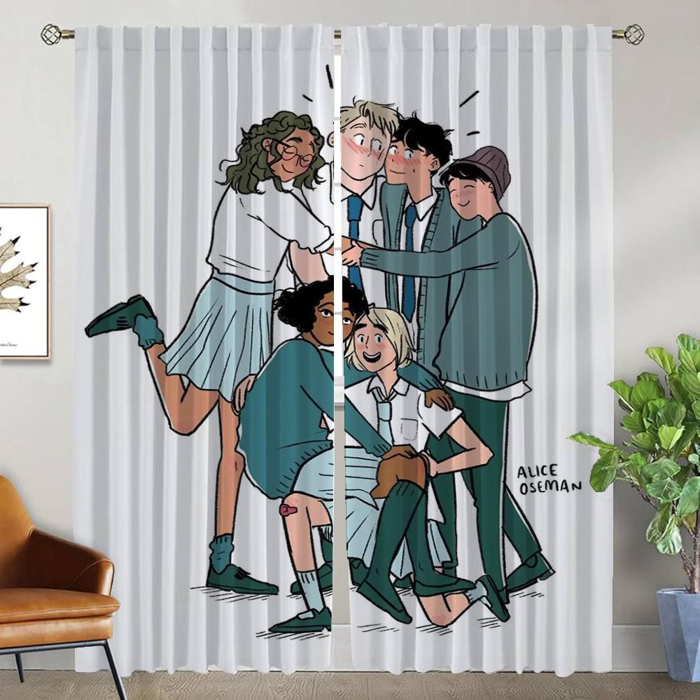 

Шторы Heartstopper, оконные шторы для детской комнаты, 2-панельный тюль для спальни, шторы для домашнего интерьера, украшения на Хэллоуин W50xH70cmx2pcs-CL