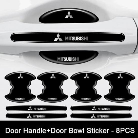 8pcs Black Car Door Handle Bowl Scratch Sticker Protector Film for Mitsubishi