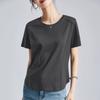Women's Short Sleeve Basic Top O Neck Casual Chic Tee Solid Color Curved Hem Splicing T Shirt