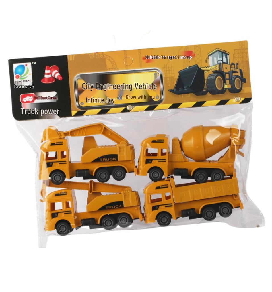 Free Shipping Pull-Back Construction & Firefighting Vehicle Toy Set for Boys - Ideal Gifts for Kindergarten Students