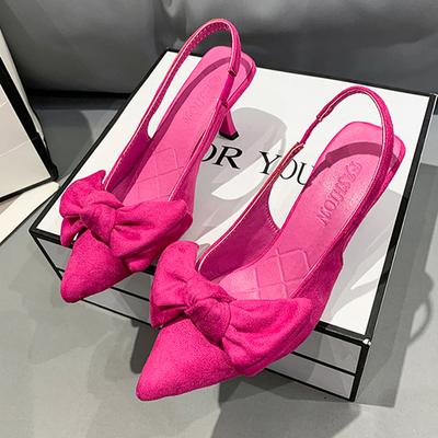 New Trend Fashion Bow Women Sandals Sexy High Heels Pointed Toe Shoes Spring Dress Slingback Slippers Pumps Women Slides