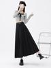 Women's High Waist Gray A-Line Pleated Mid-Length Skirt - Spring, Summer, Autumn 2025