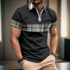 Herren Karo Patchwork Kurzarm Poloshirt, Lässiges Mode Essential