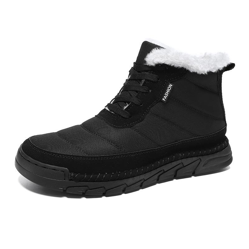 Mens soft elastic cold warm padded snow boots thick-soled non-slip wear-resistant outdoor mountaineering casual sneakers cotton boots