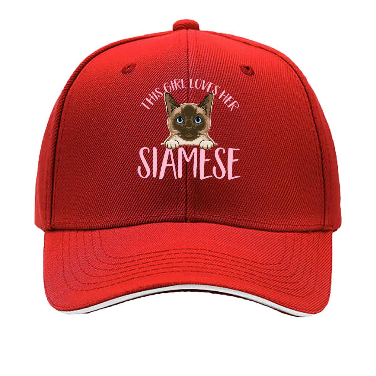 This Girl Loves Her Siamese Cat Illustration Sandwich Baseball Cap Unisex Women Sun Cap Outdoor Workouts Hat One Size