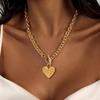 18K Gold Plated Heart-Shaped Pendant Necklace – Hip Hop Style, Fluffy Sweater Chain