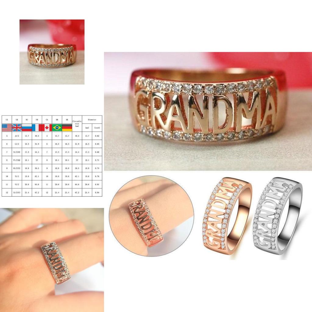 Elegant Fashion Jewelry Grandma Letter Ring Ideal For Special Family Occasions