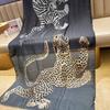 Fringed Edge Silk Scarf Leopard Print Fringed Shawl New Leopard Print Scarf  Head Styling
